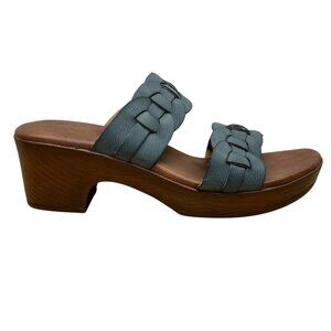B.O.C. Women’s Blue Woven Strap Cushioned Footbed Wood-Look Heel Sandals Sz 7M